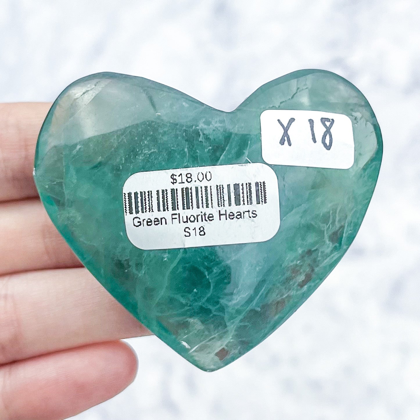 2.25 Inch Green Fluorite Heart X18