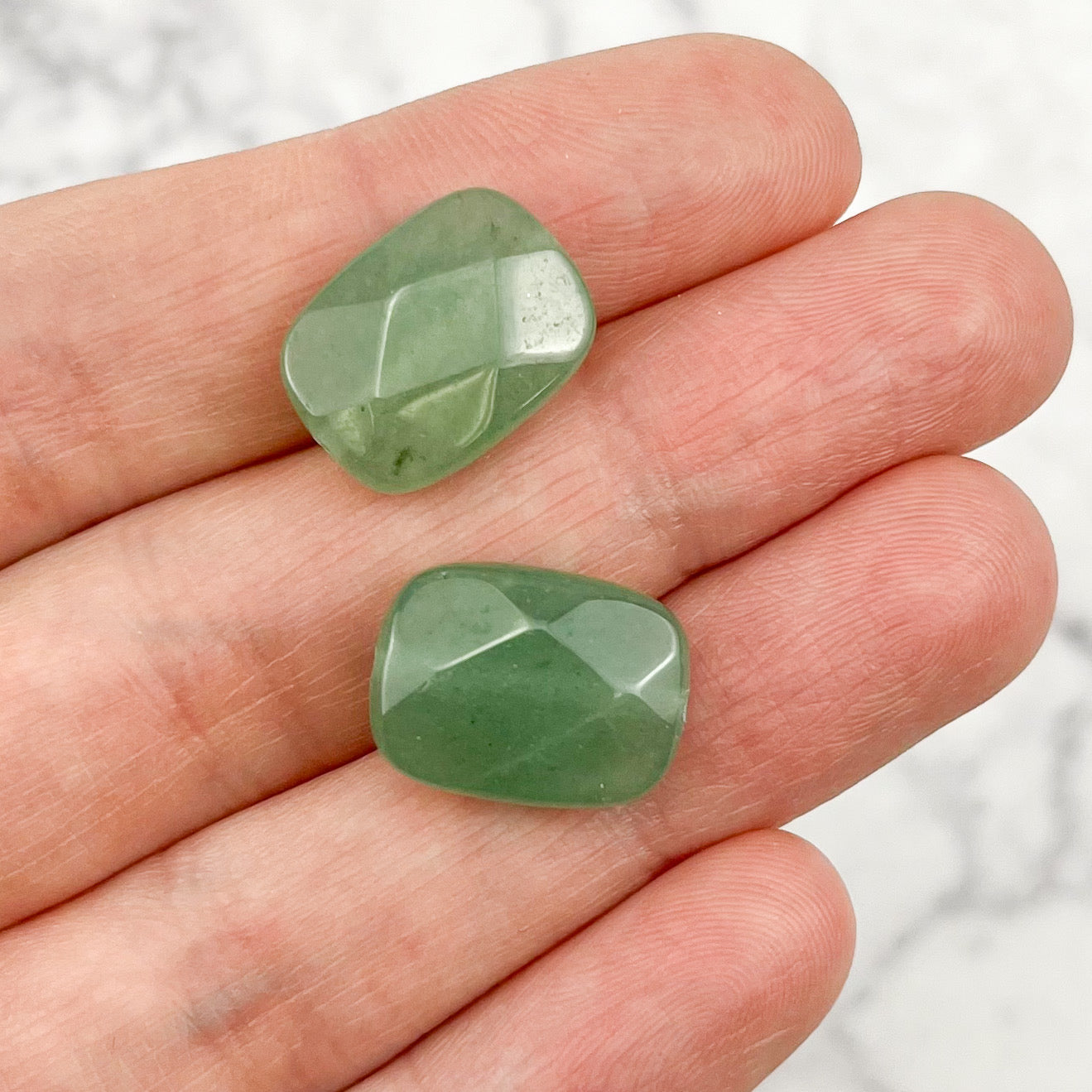 17mm x 13mm Green Aventurine Rectangle Faceted Focal Bead Pack (2 Beads)