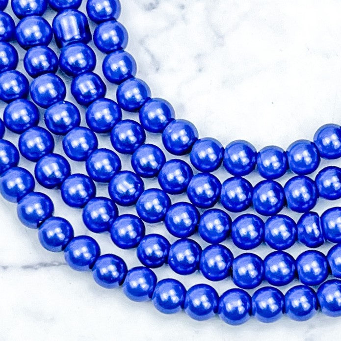 6mm Dark Blue Pearlized Bead Strand