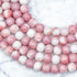 8mm Strawberry Parfait Opaque Crackle Glass Bead Strand C6