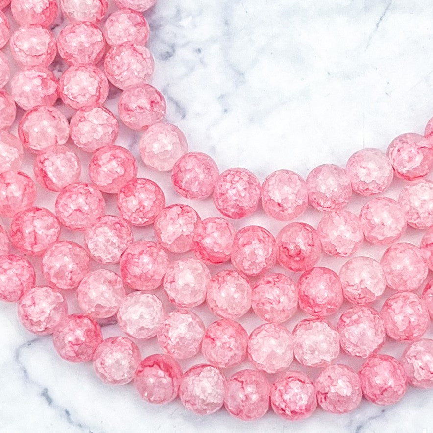 8mm Bubblegum Crackle Glass Bead Strand