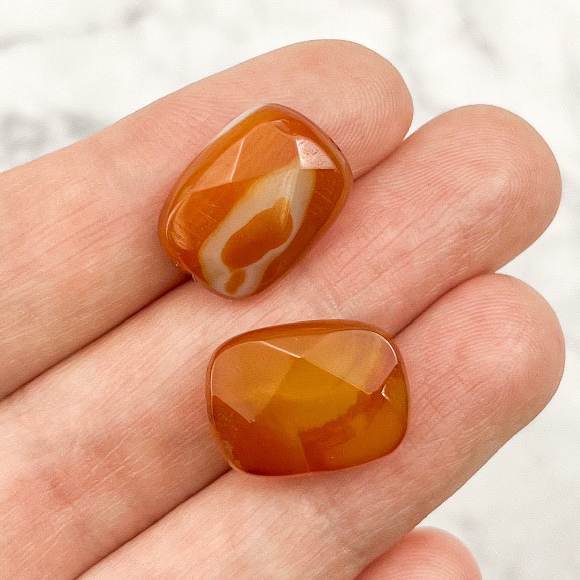 17mm x 12mm Carnelian Rectangle Faceted Focal Bead Pack (2 Beads)
