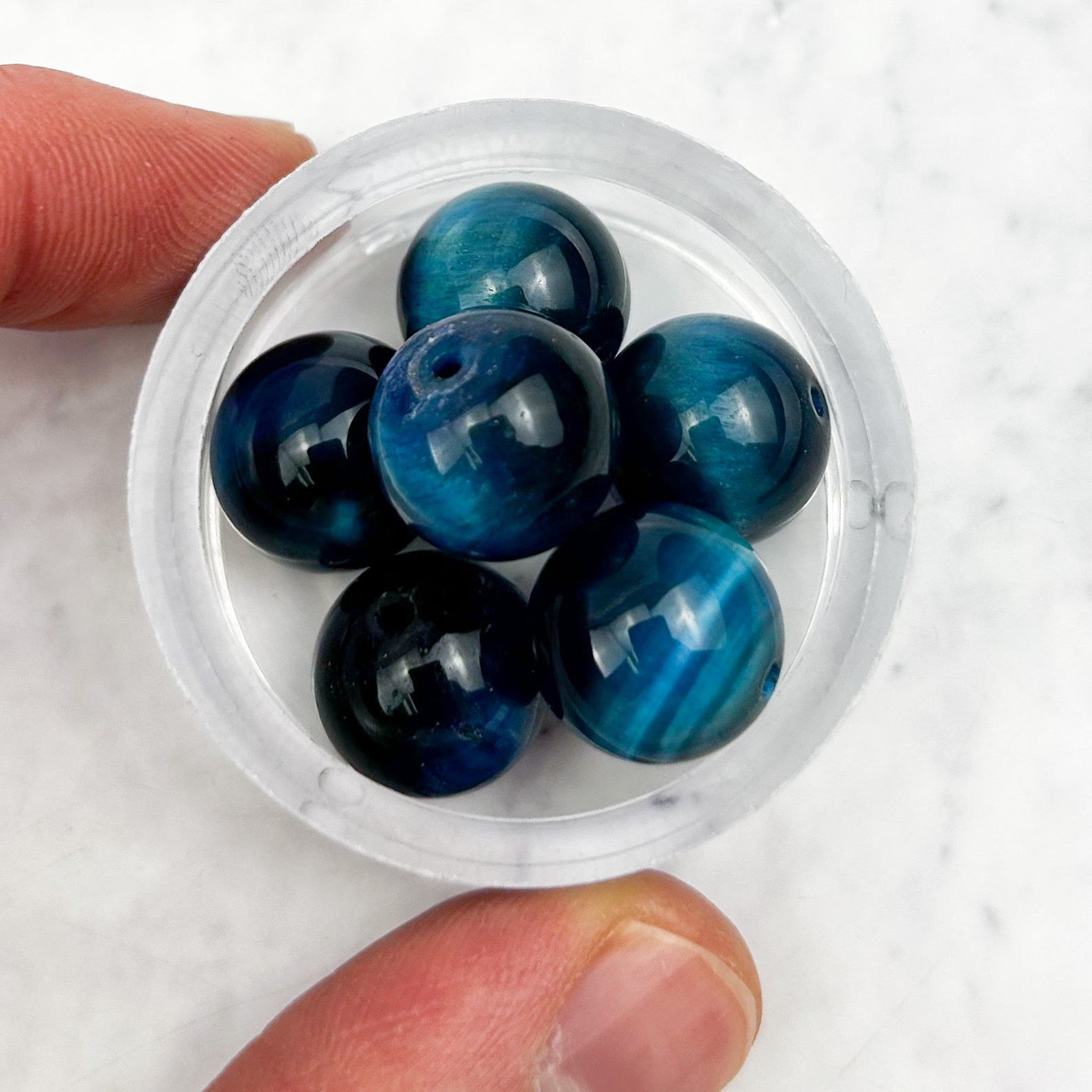 14mm Dyed Tigers Eye Blue Bead Pack (2 Beads)