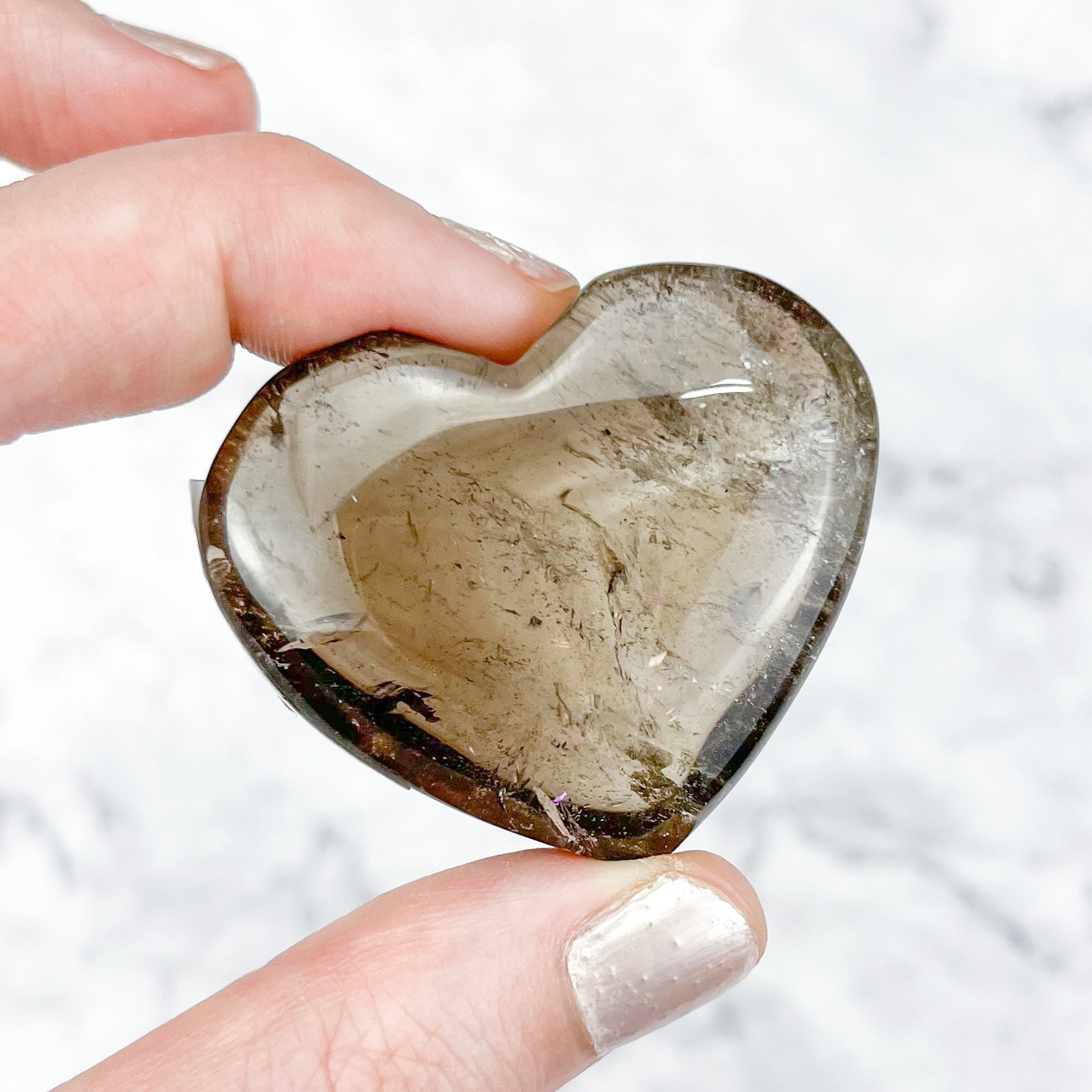 1.75 Inch Smoky Lemon Quartz Heart K32