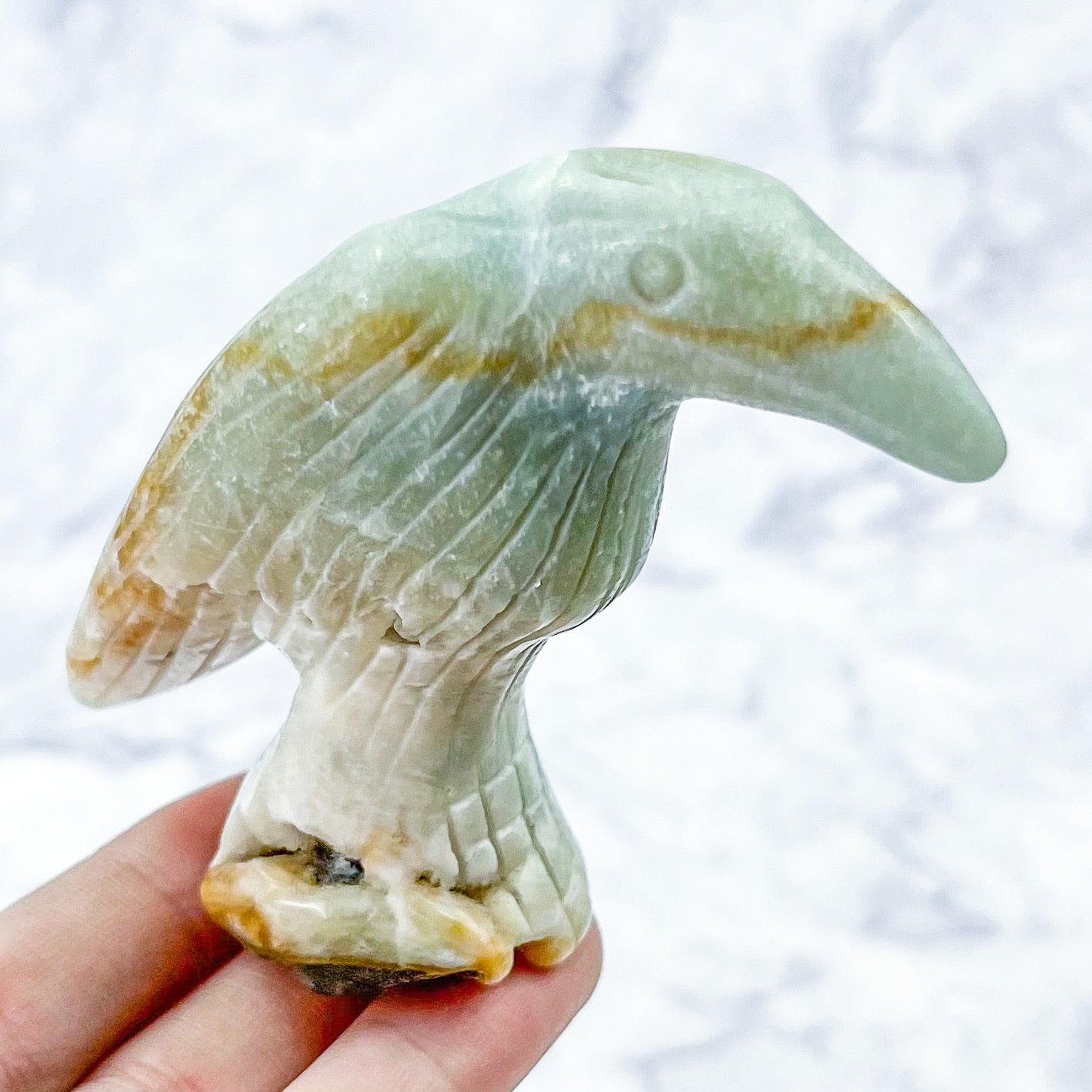 3 Inch Amazonite Raven Carving V58