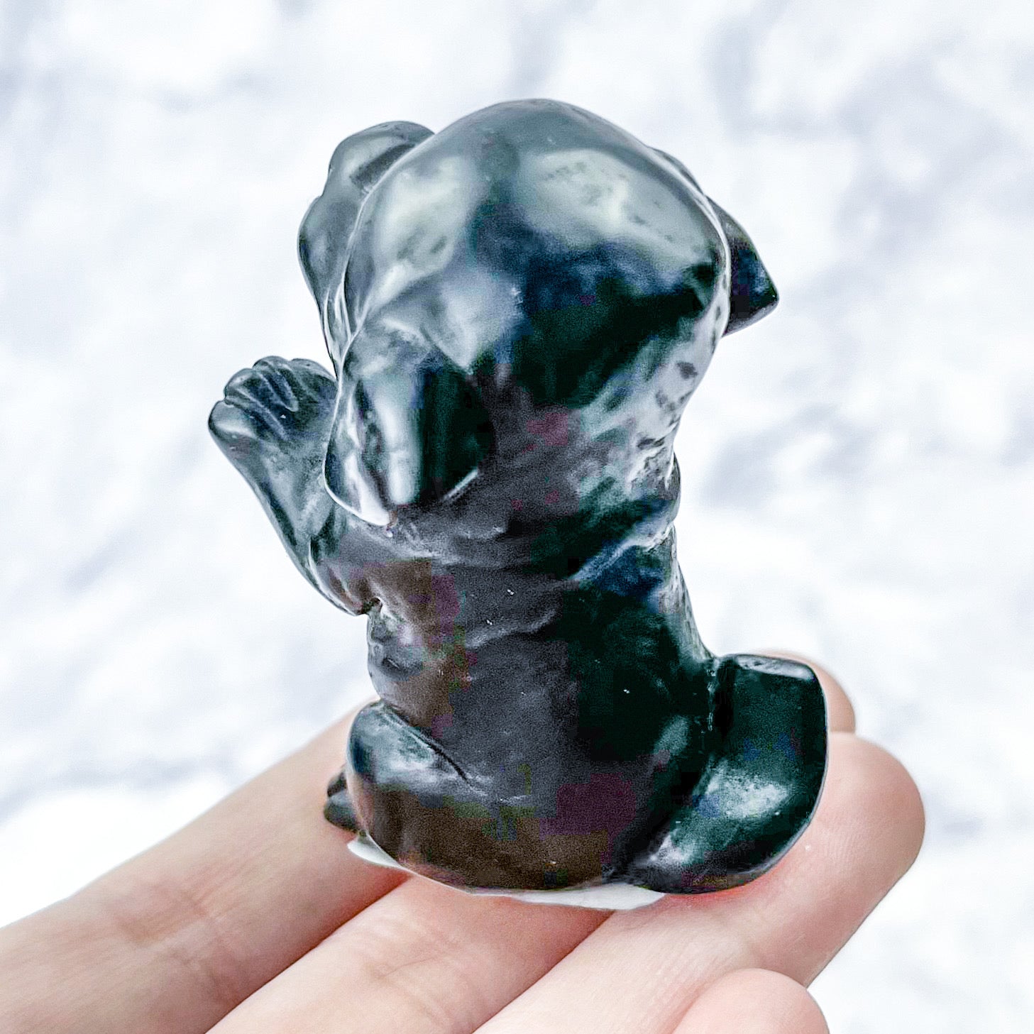 2.25 Inch Obsidian Puppy Carving L32