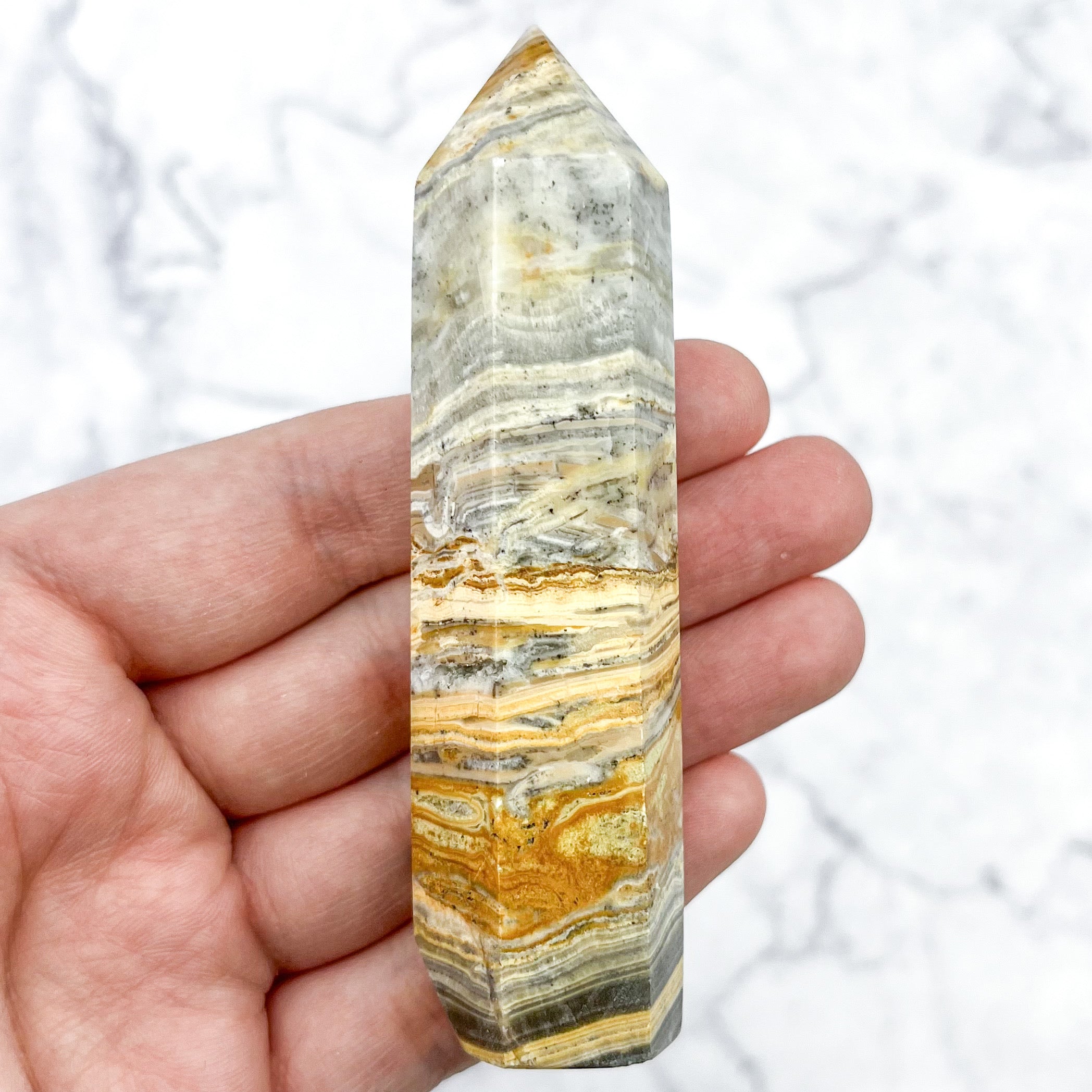 3.5 Inch Crazy Lace Agate Tower X20