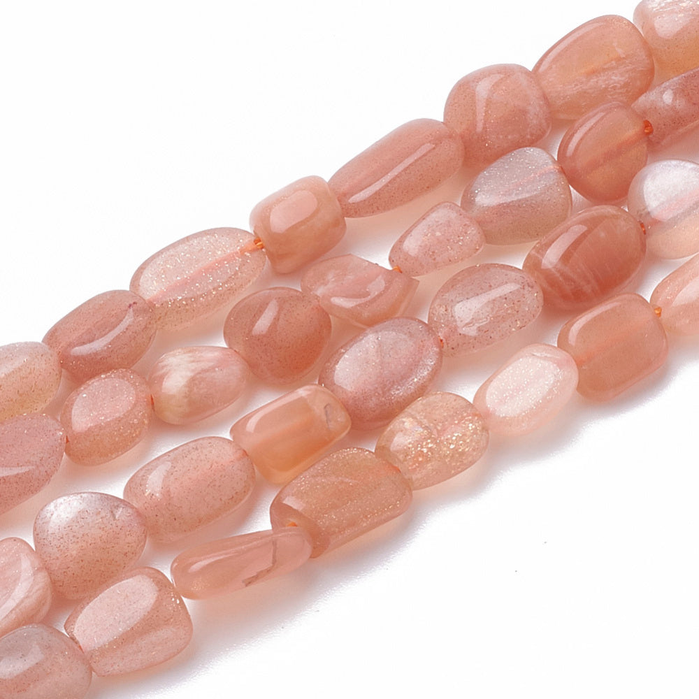 Small Peach Moonstone Nugget Bead Half Strand B10