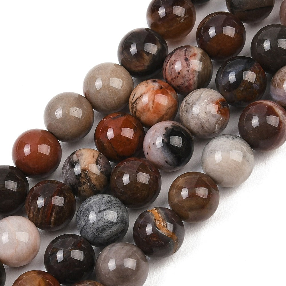 8mm Petrified Wood Bead Half Strand P12