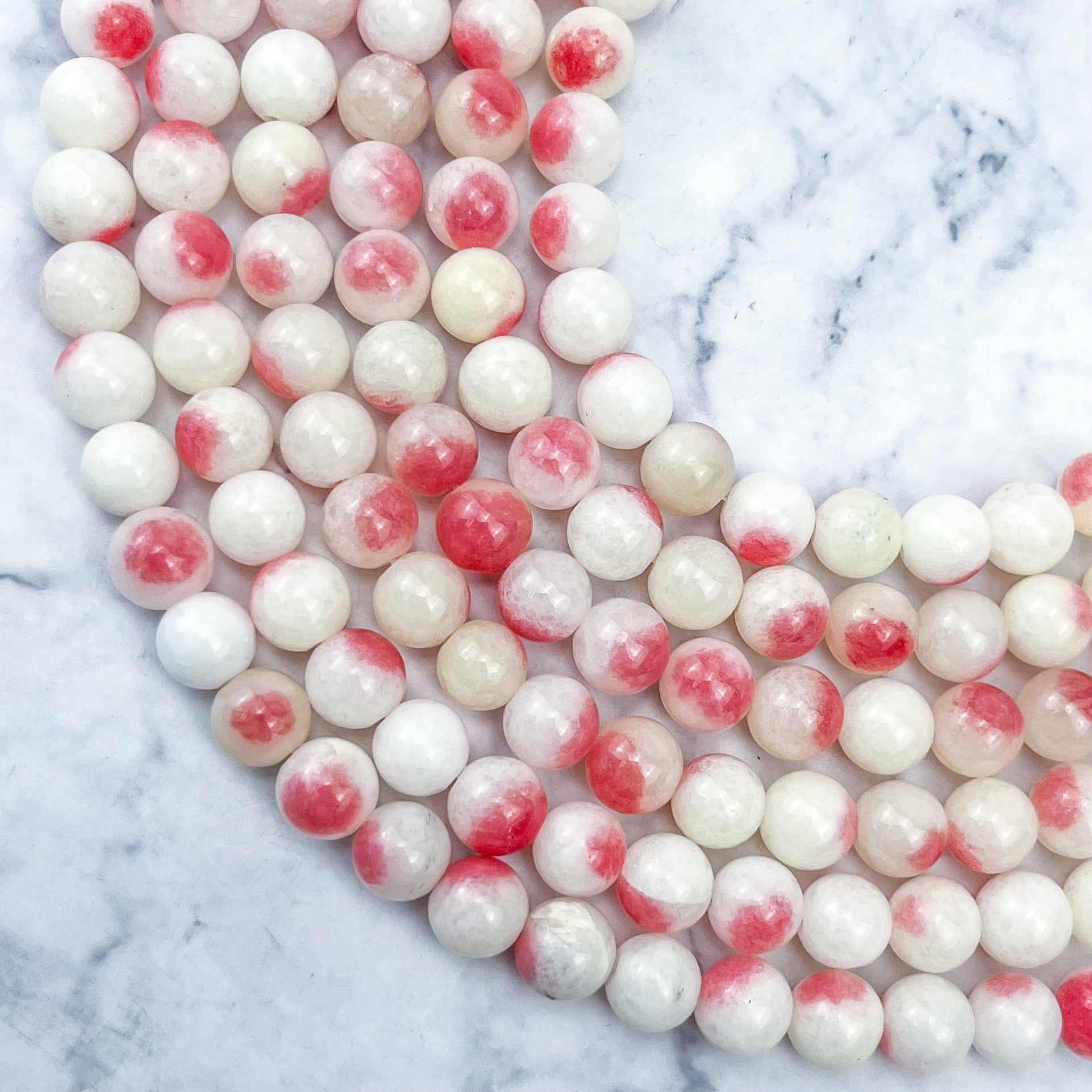 8mm Strawberry Cheesecake Chalcedony Bead Strand