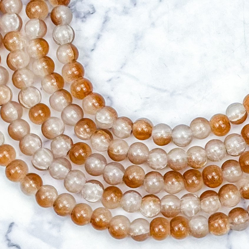 6mm Caramel Crackle Glass Bead Strand