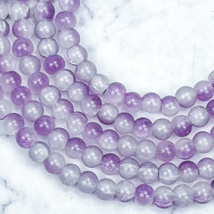 6mm Dusty Purple Crackle Glass Bead Strand