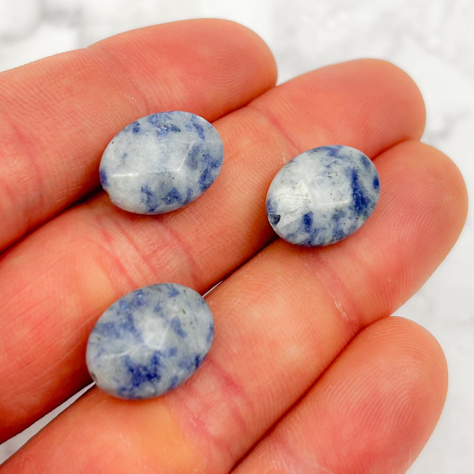 17mm Blue Jasper Faceted Oval Focal Bead Pack (3 Beads)