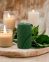 Green Leaf Beeswax Pillar Candle