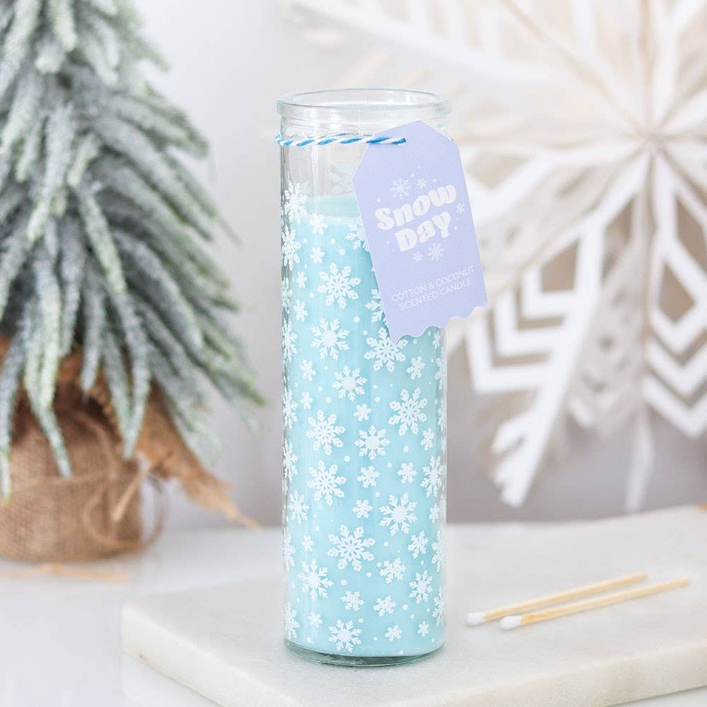 Snow Day Snowflake Print Cotton & Coconut Winter Tube Candle