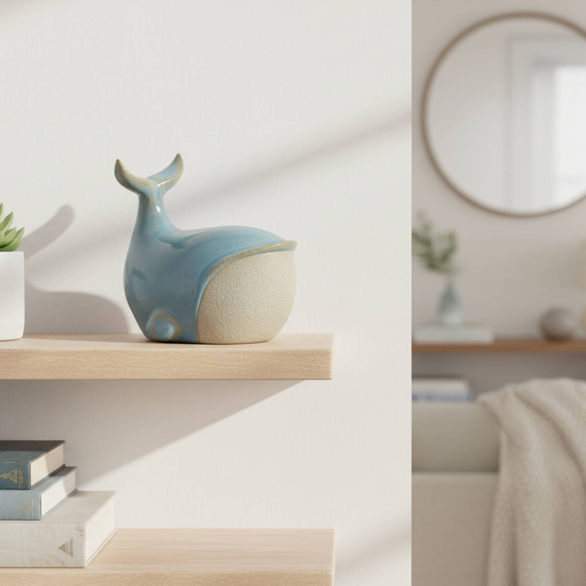 Ceramic Blue Whale Figurine