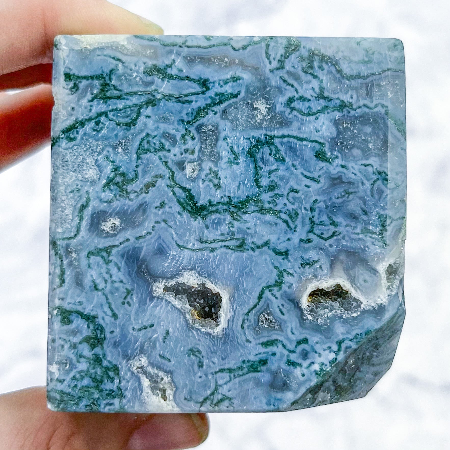 2.25 Inch Moss Agate Cube R65