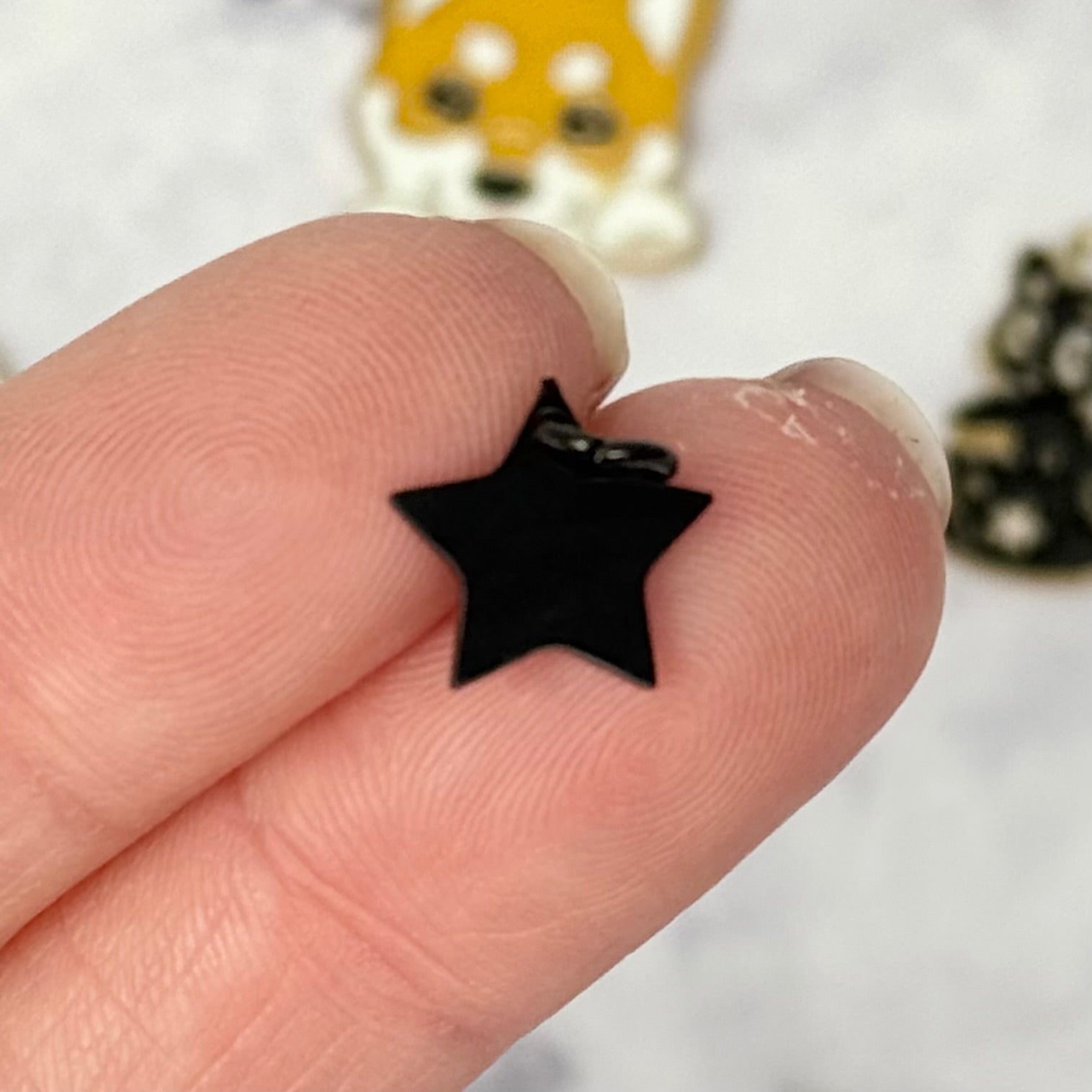 10mm Stainless Black Plated Star Charm F2