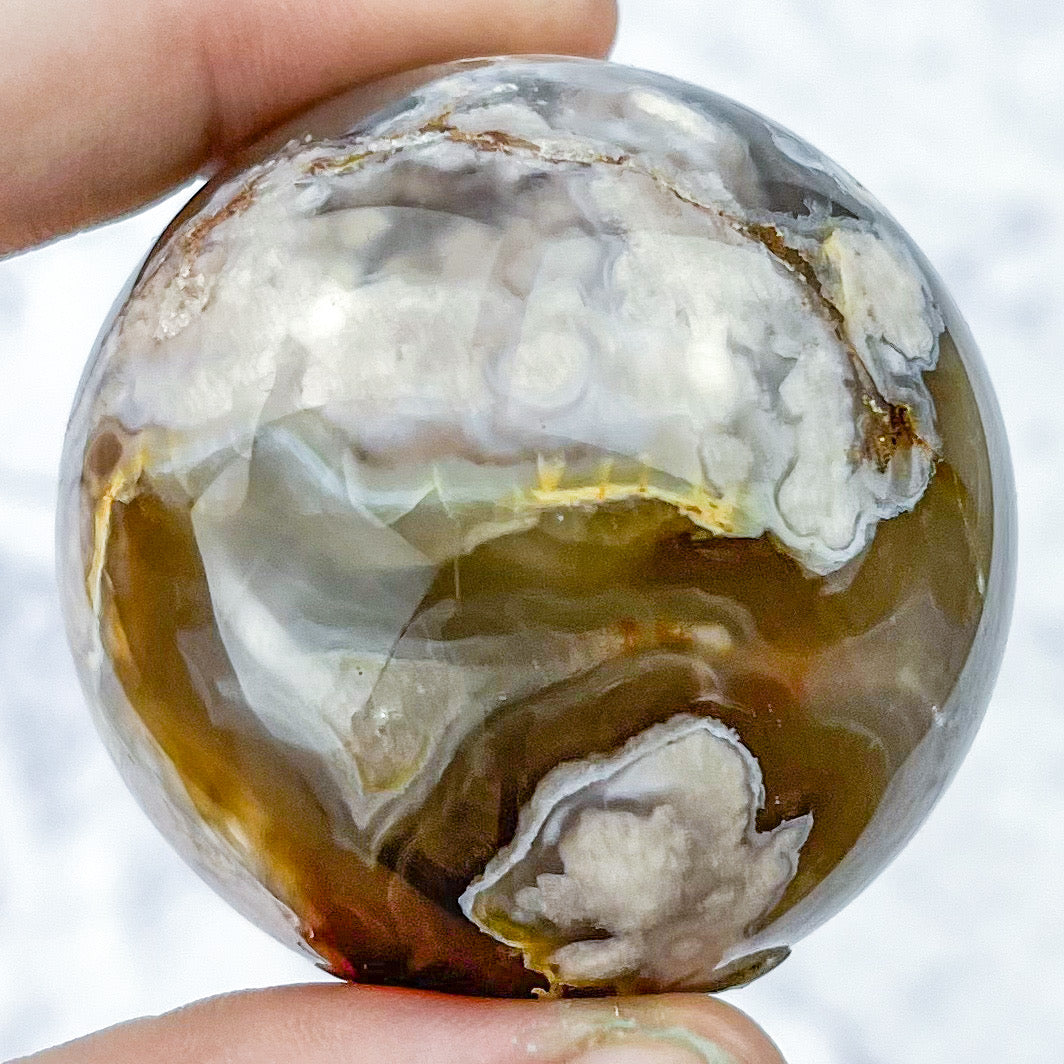 1.75 Inch Black Flower Agate Sphere D38