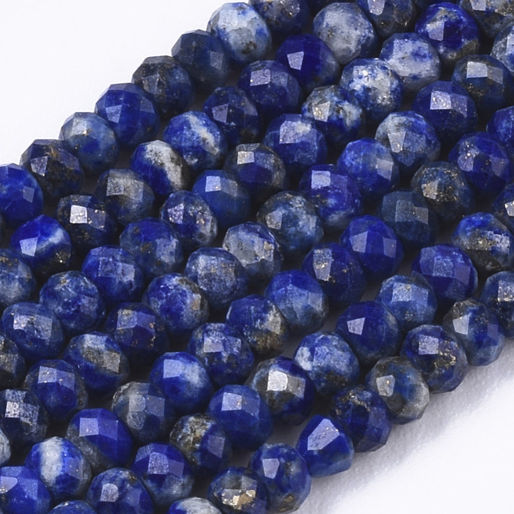 3x2mm Faceted Lapis Lazuli Rondelle Bead Strand L16
