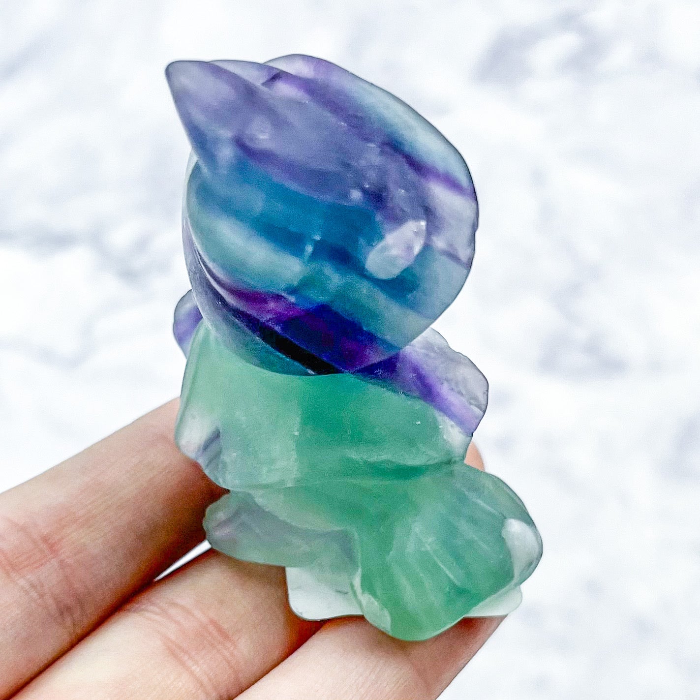 2.25 Inch Rainbow Fluorite Cat on Broom Carving P32