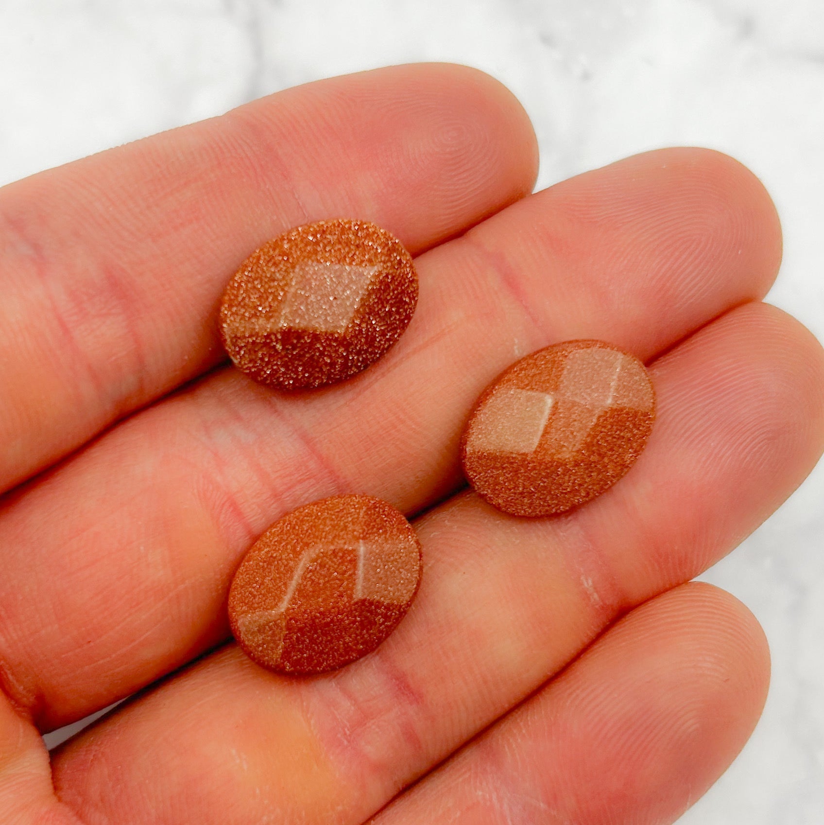 17mm x 13mm Copper Goldstone Faceted Oval Focal Bead Pack (3 Beads)