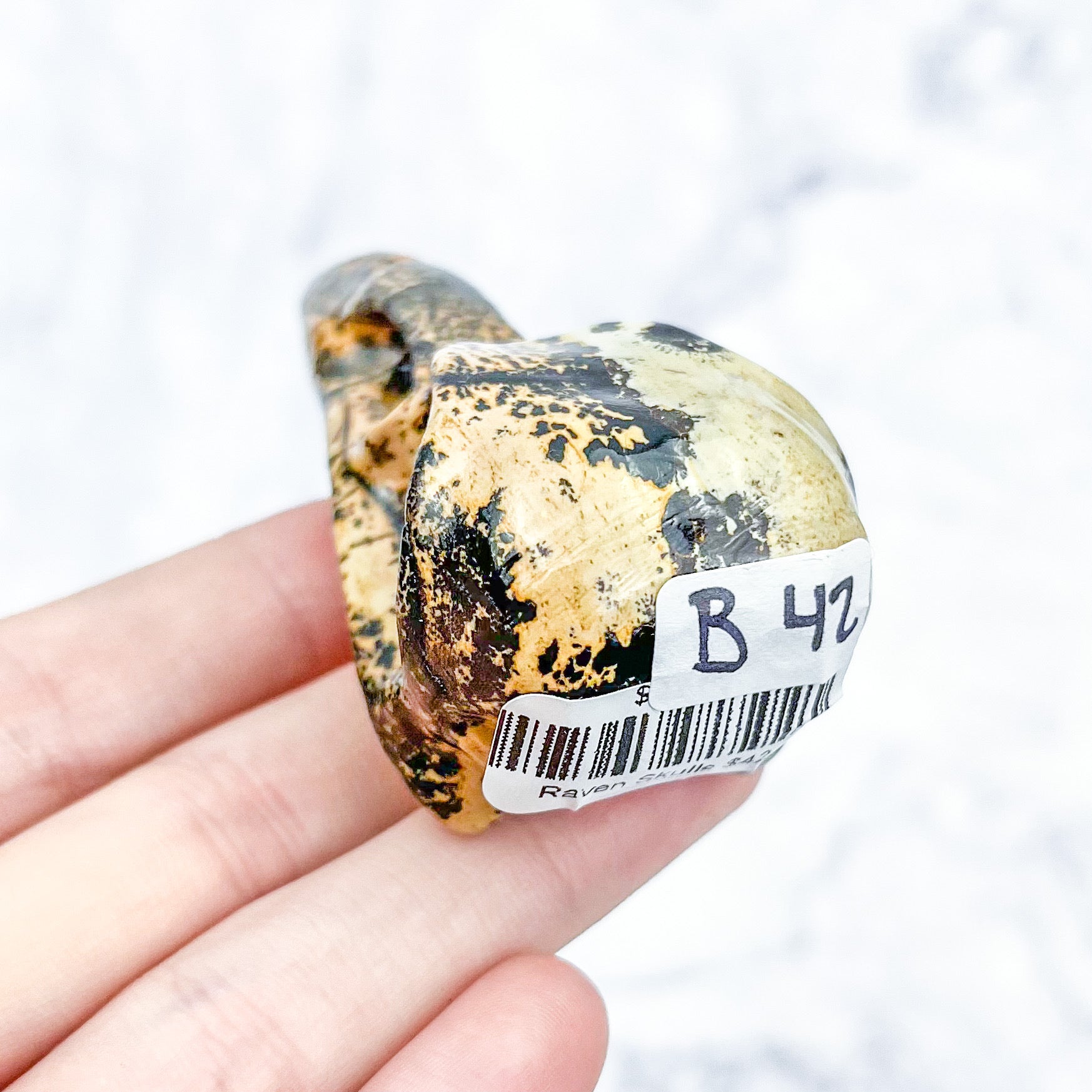 3 Inch Limestone Raven Skull B42