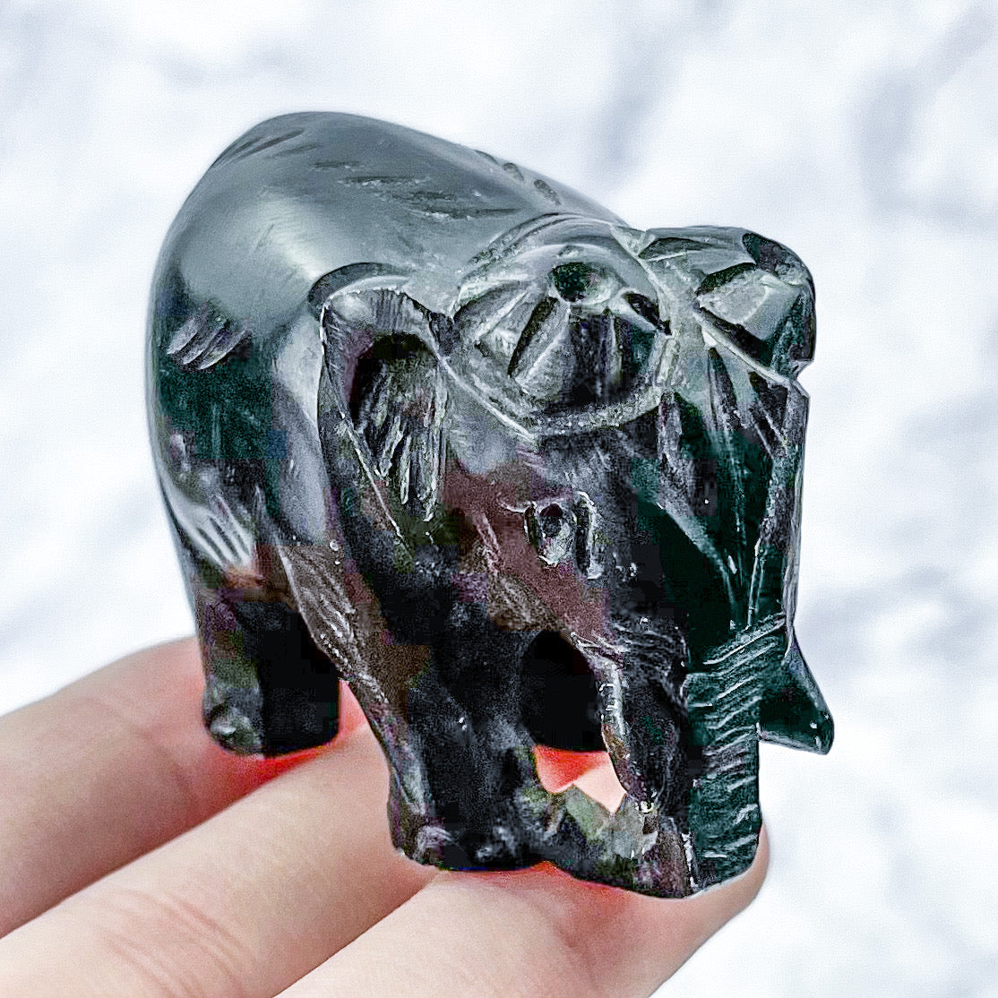 2 Inch Obsidian Elephant Carving Q41