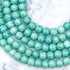 8mm Teal Opaque Crackle Glass Bead Strand B6