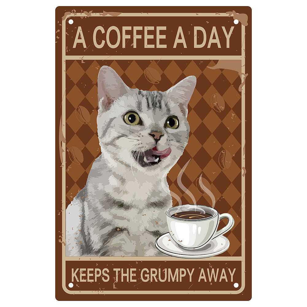 8x12in Iron Poster "A Coffee a Day" A12