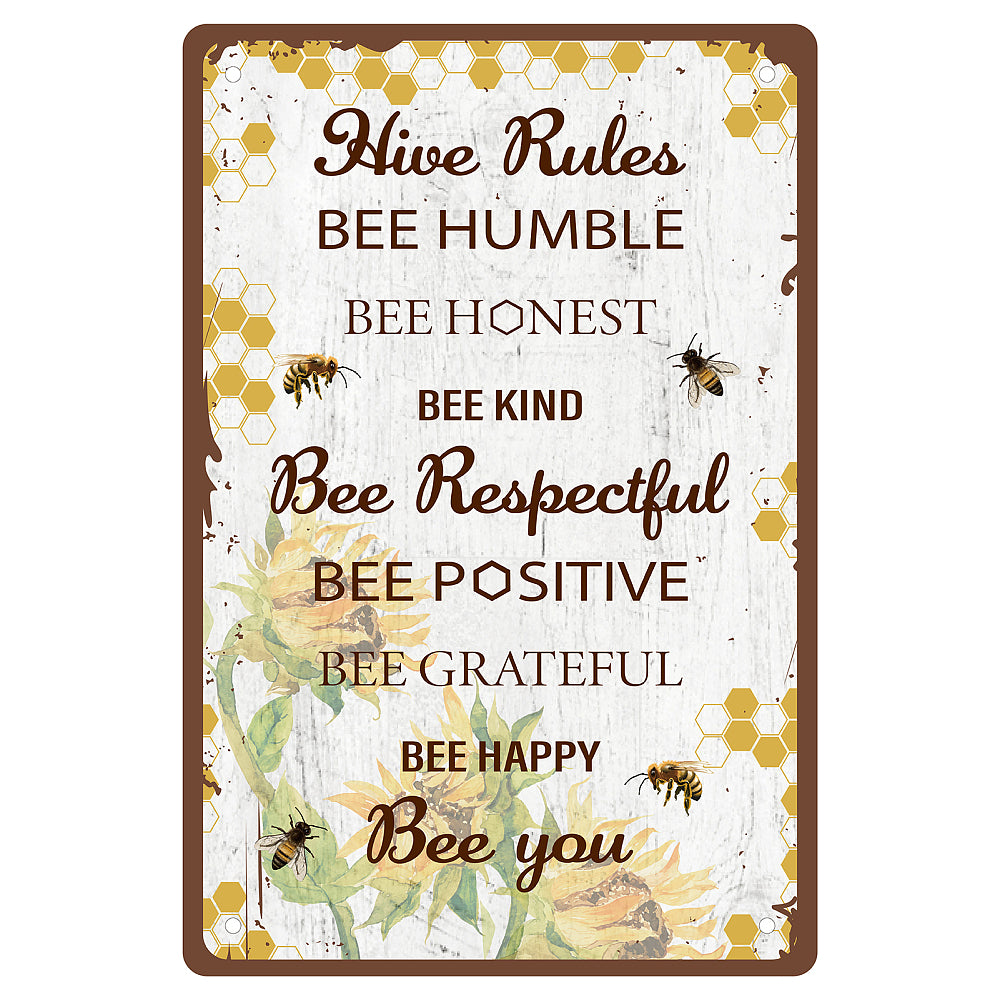 8x12in Iron Poster Honeycomb "Hive Rules" N12