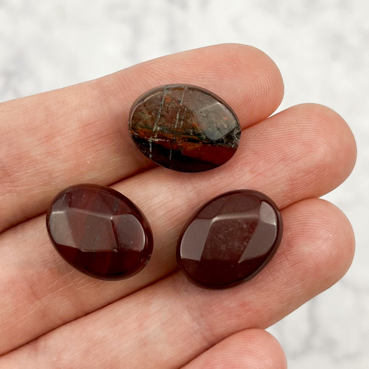 17mm x 13mm Red Jasper Faceted Oval Focal Bead Pack (3 Beads)
