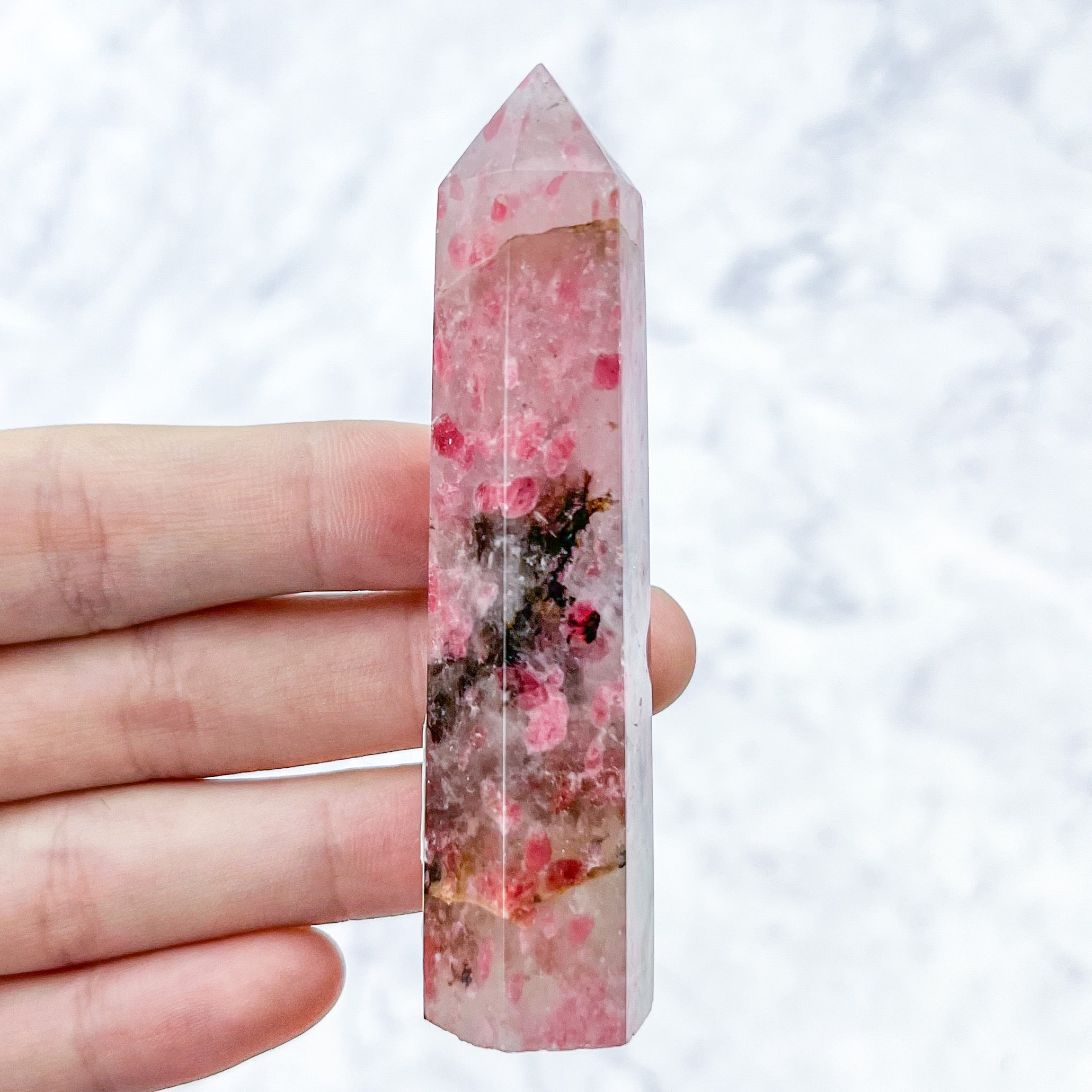 3.25 Inch Icy Rhodonite Tower C15