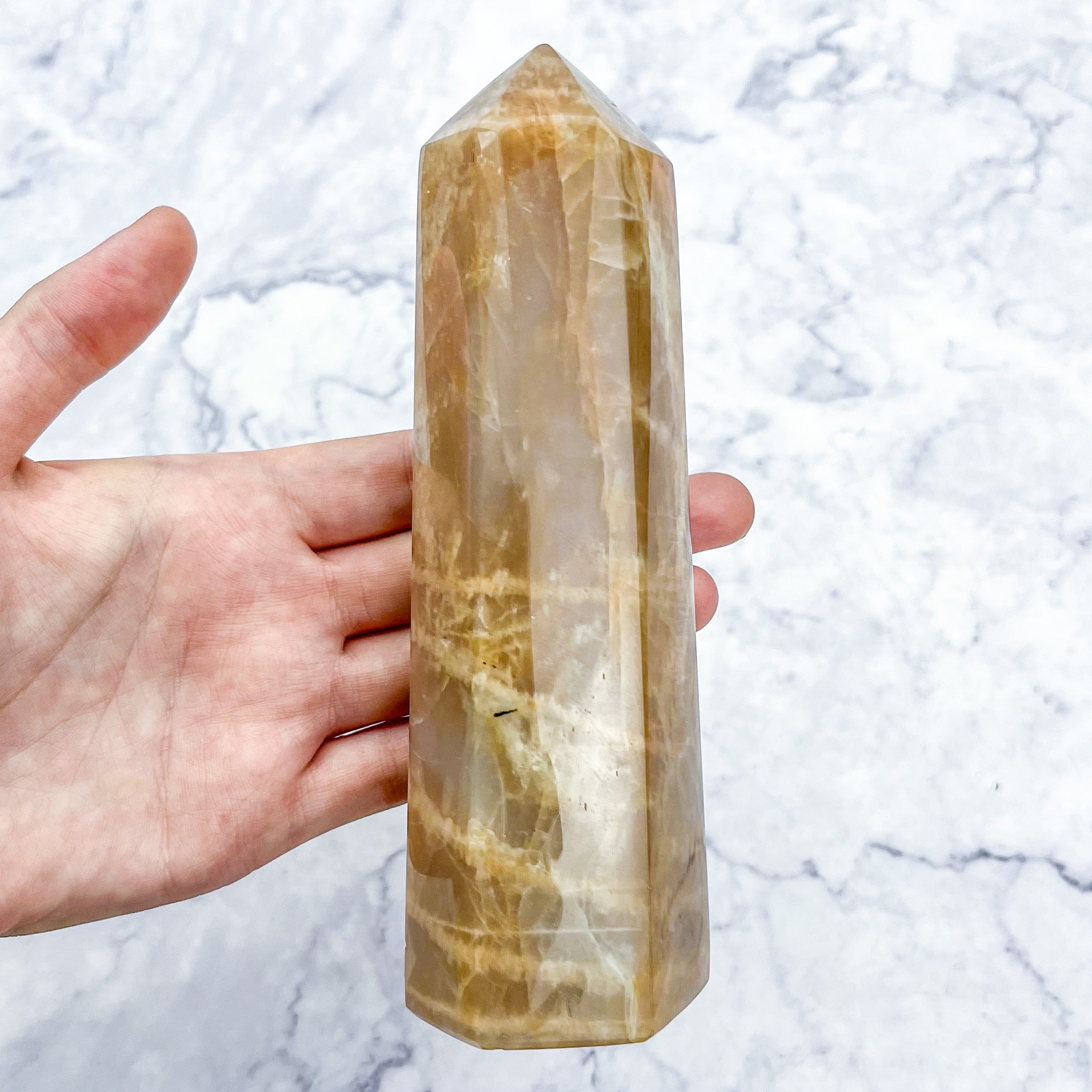 6.25 Inch Peach Moonstone Tower C104