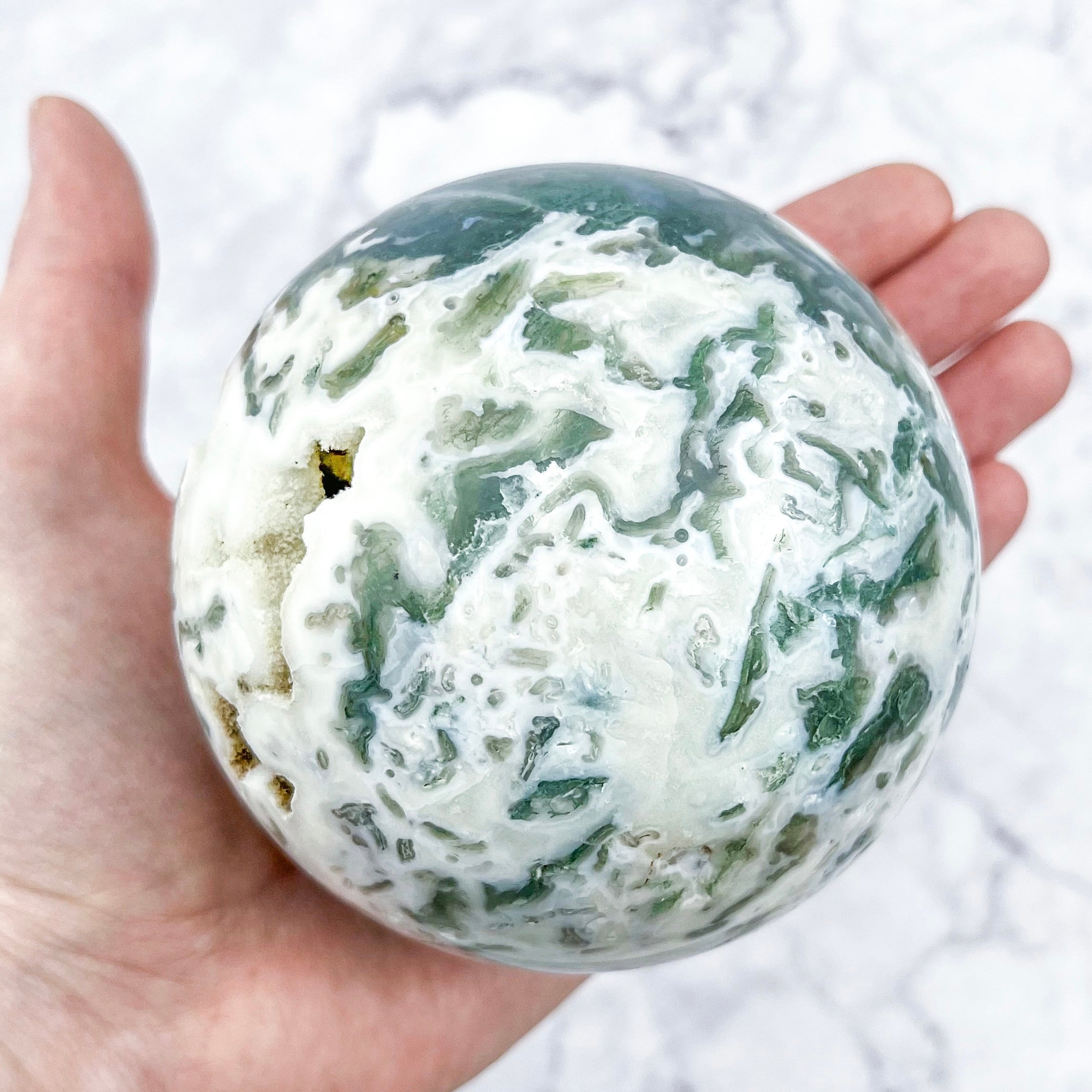 3.75 Inch Moss Agate Sphere J156