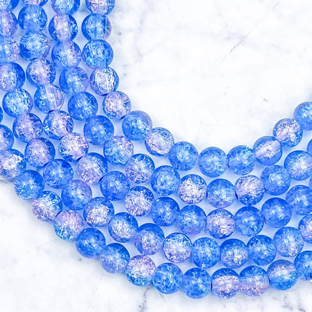 8mm Mystic Sky Crackle Glass Bead Strand