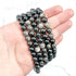 8mm Silver Sheen Obsidian Bead Strand E14