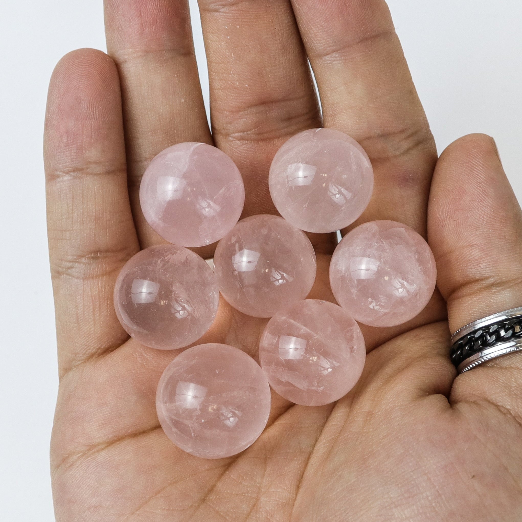 0.5 Inch Star Rose Quartz Mini Sphere $6
