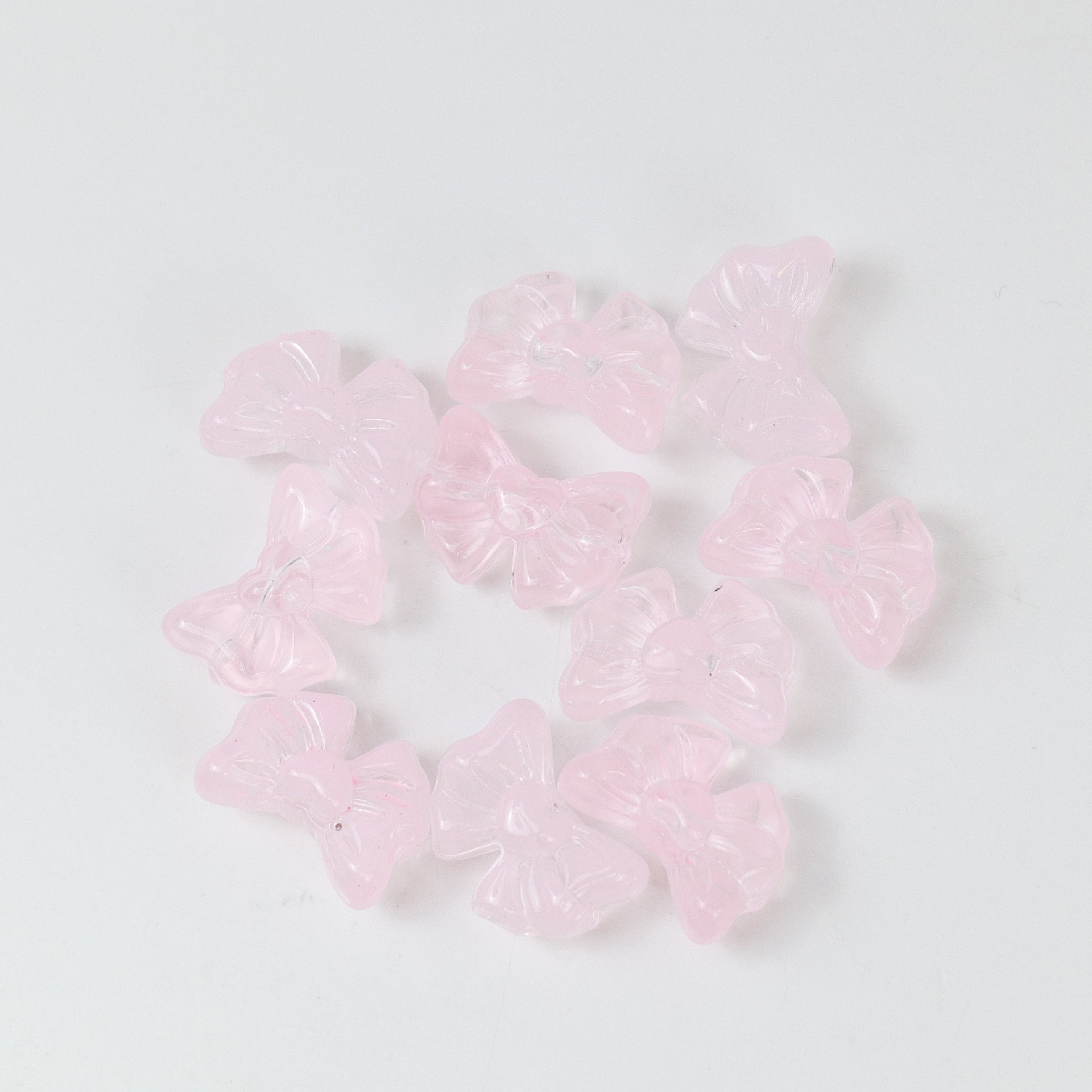 13x17mm Pink Glass Bow Bead Pack (10 Beads) $2.00