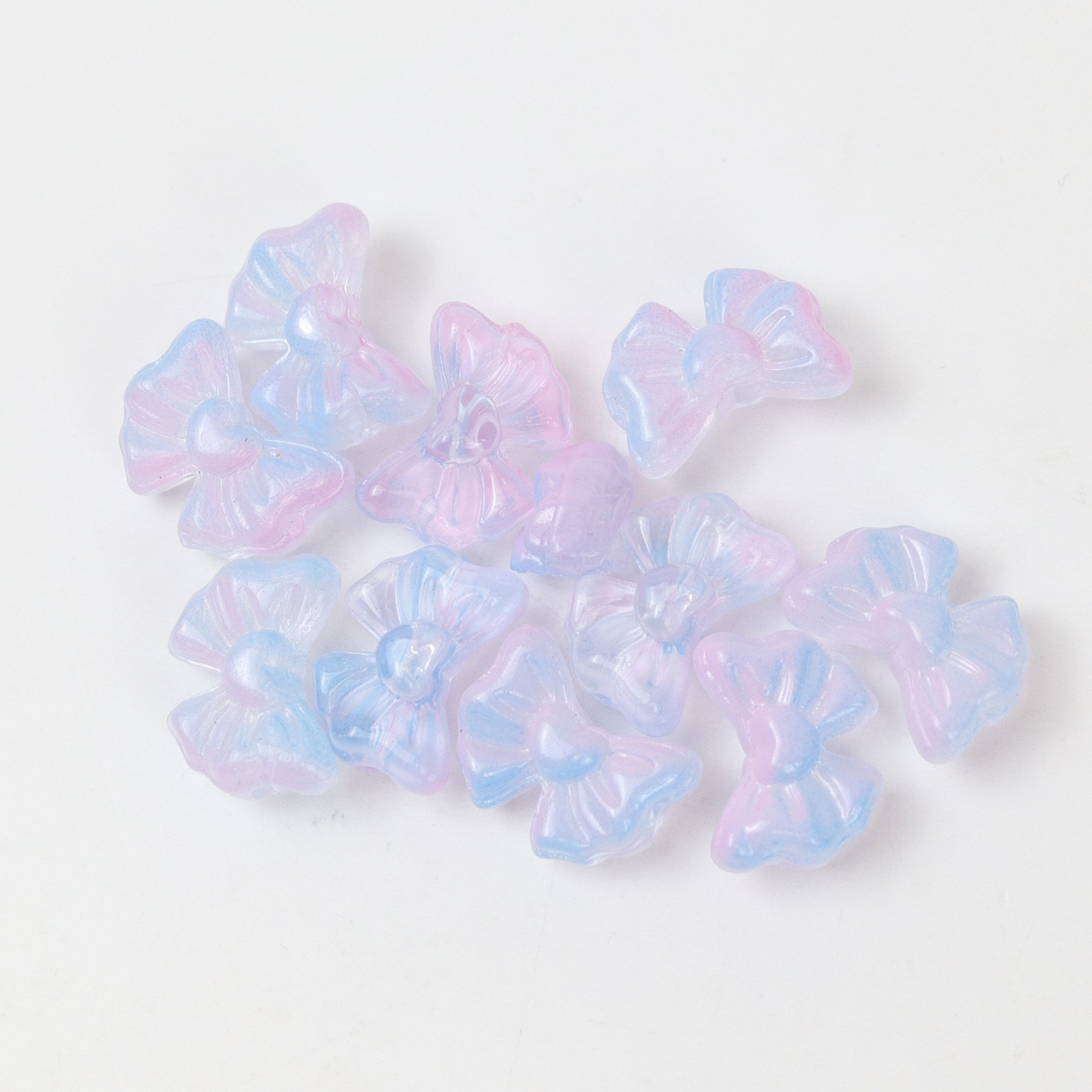 13x17mm Pink/Blue Glass Bow Bead Pack (10 Beads) $2.00