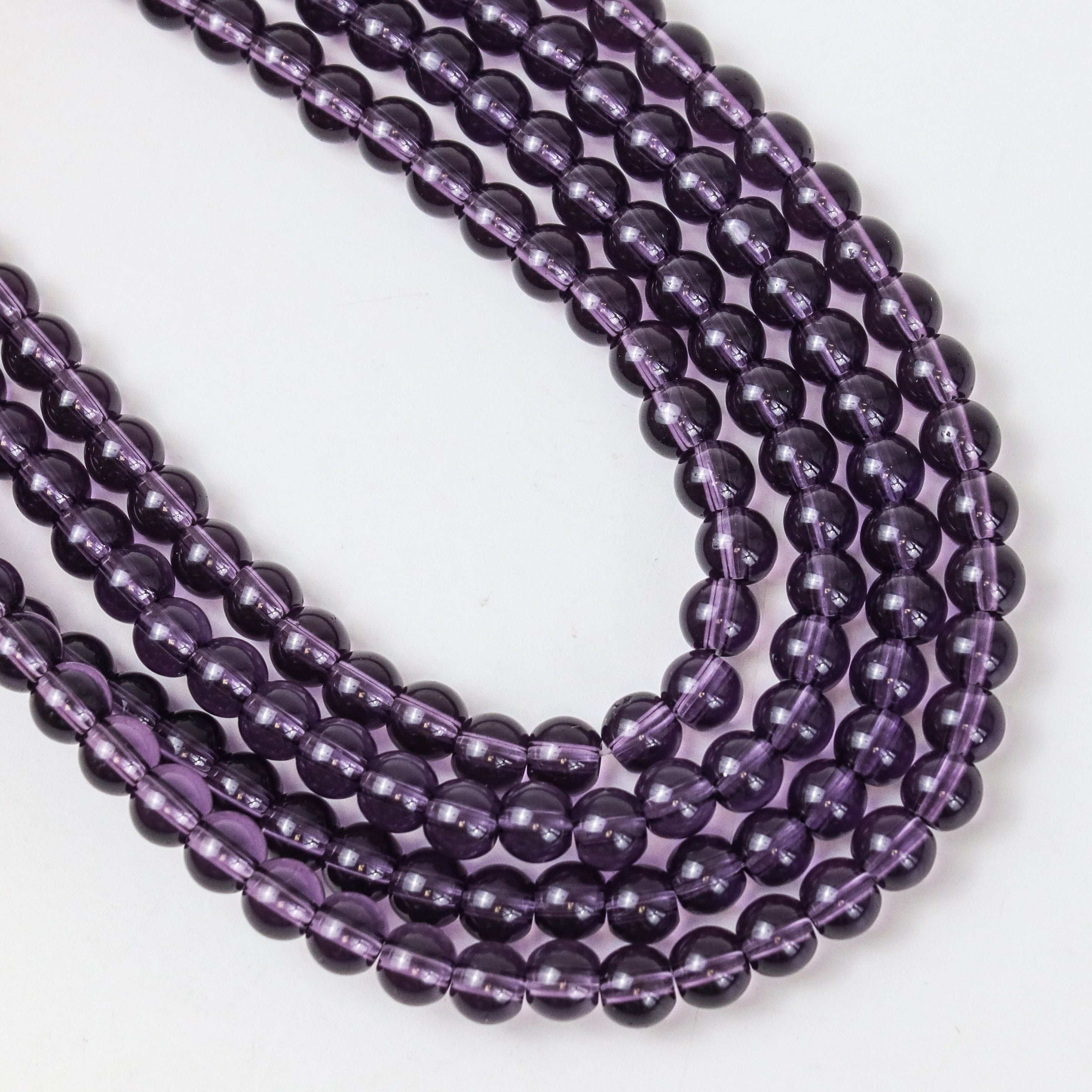 6mm Purple Glass Round Bead Strand $1.75