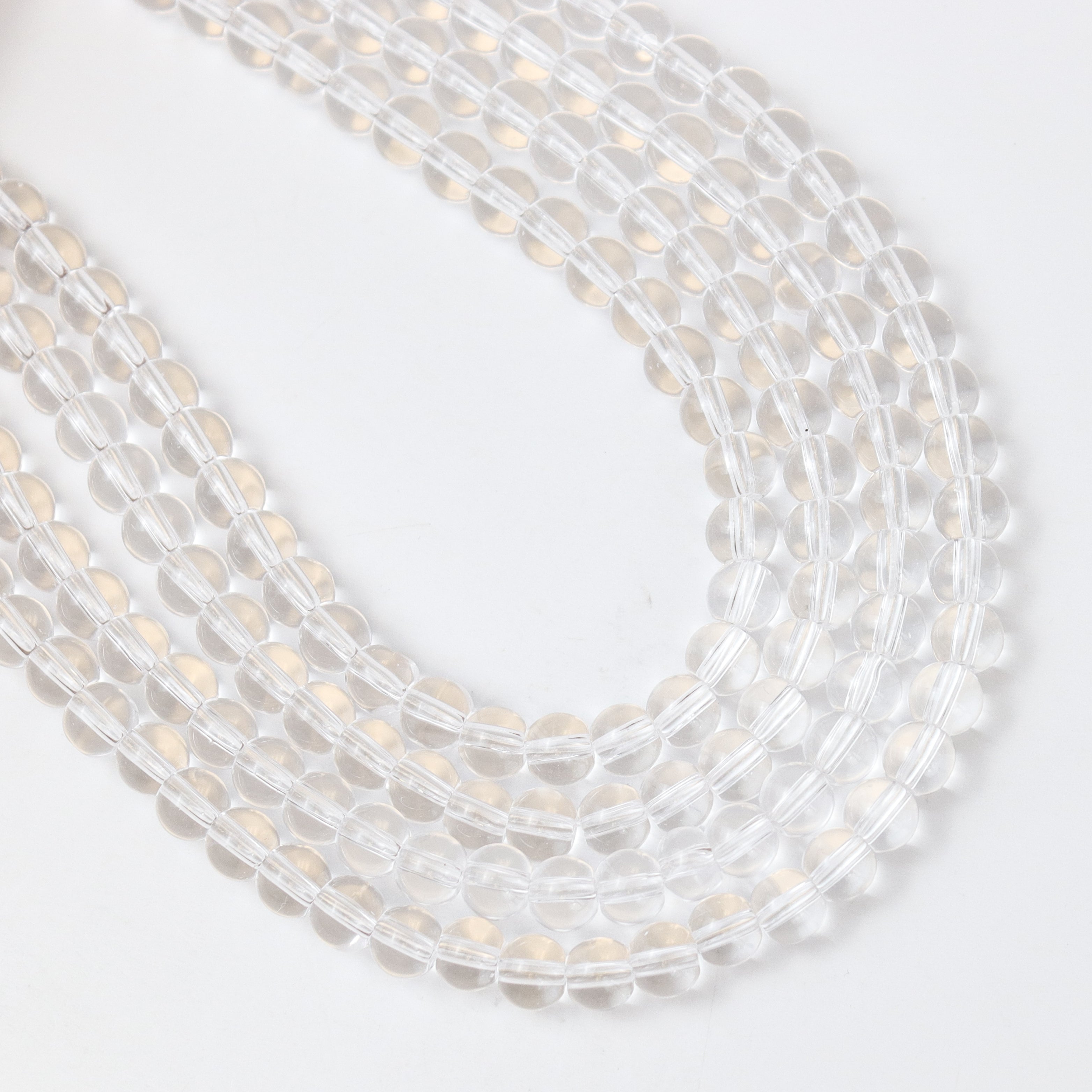 6mm Clear Glass Round Bead Strand $1.75