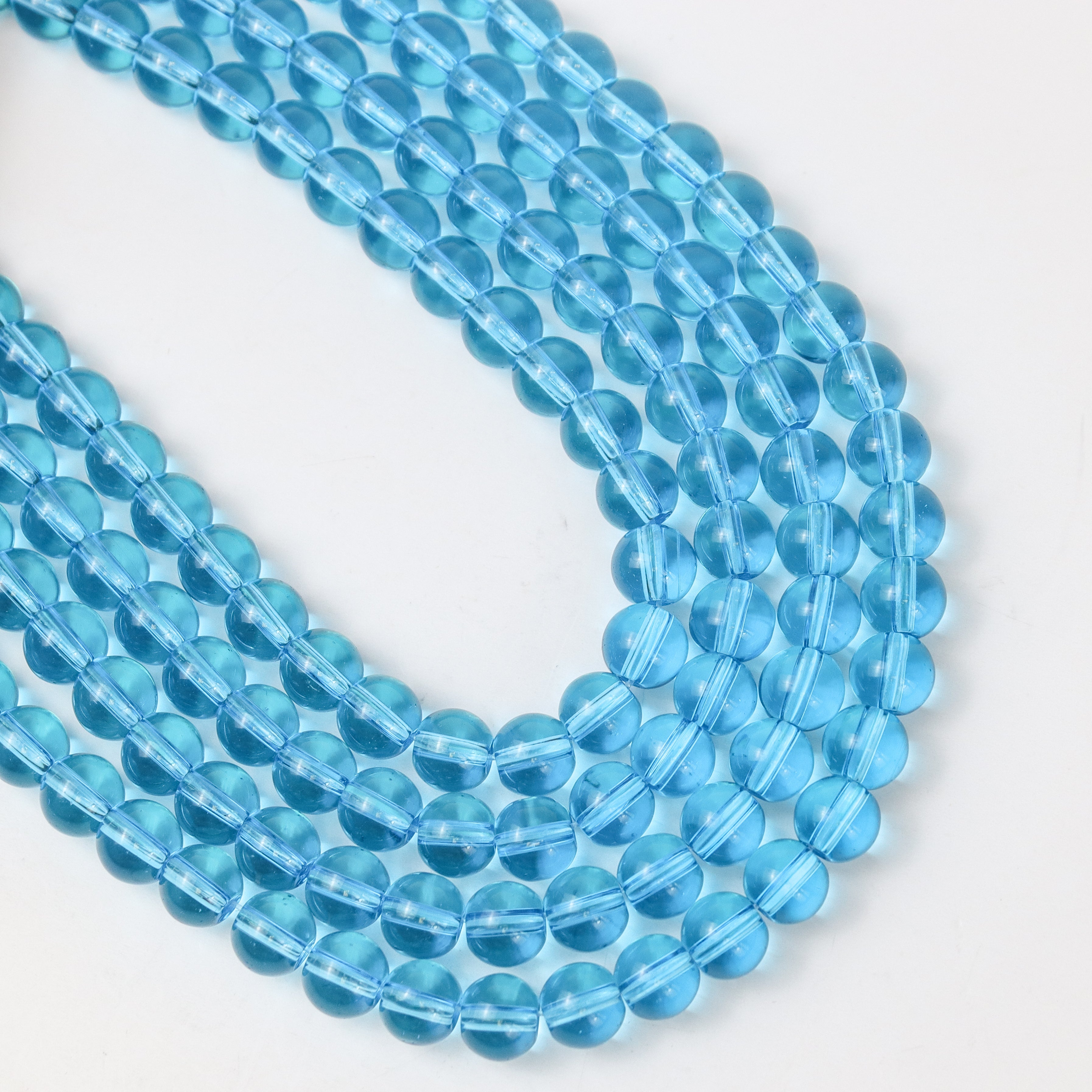 8mm Blue Glass Round Bead Strand $2.00