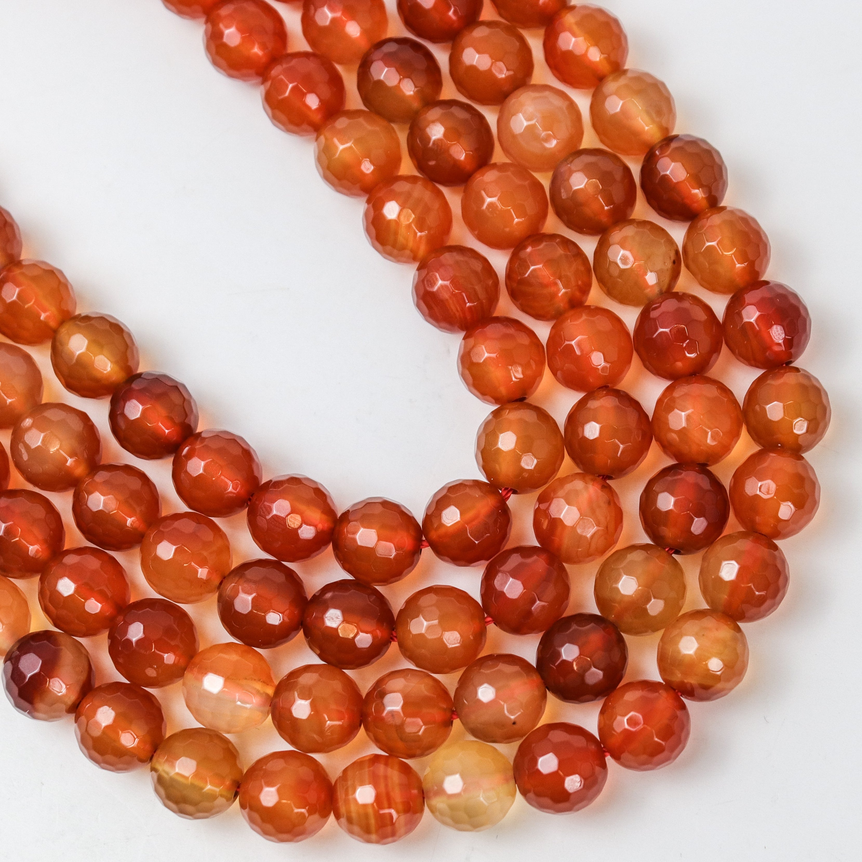 10mm Faceted Carnelian Bead Strand $17