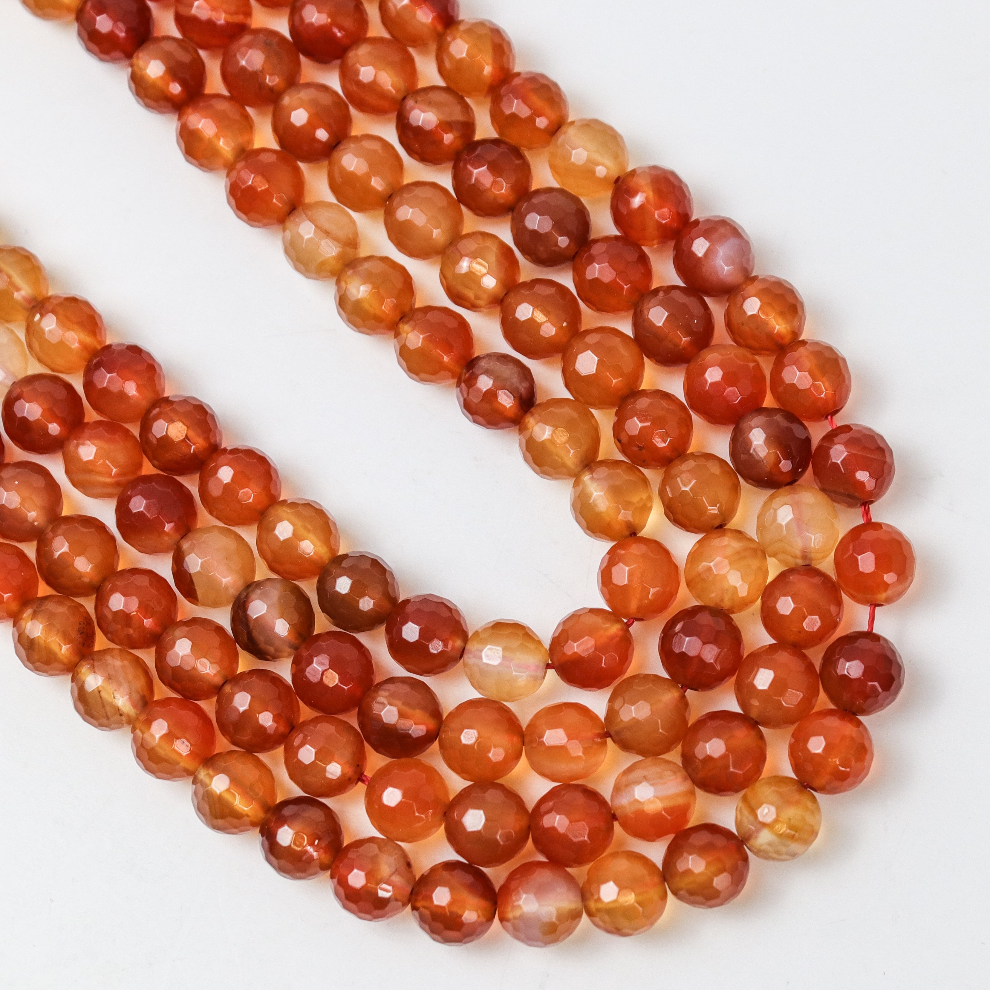 8mm Faceted Carnelian Bead Strand $13