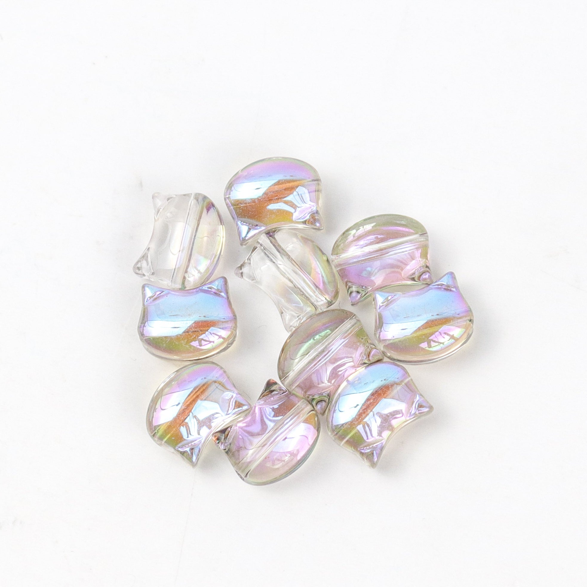 8x10mm Electroplated Glass Cat Head 10-Bead Pack