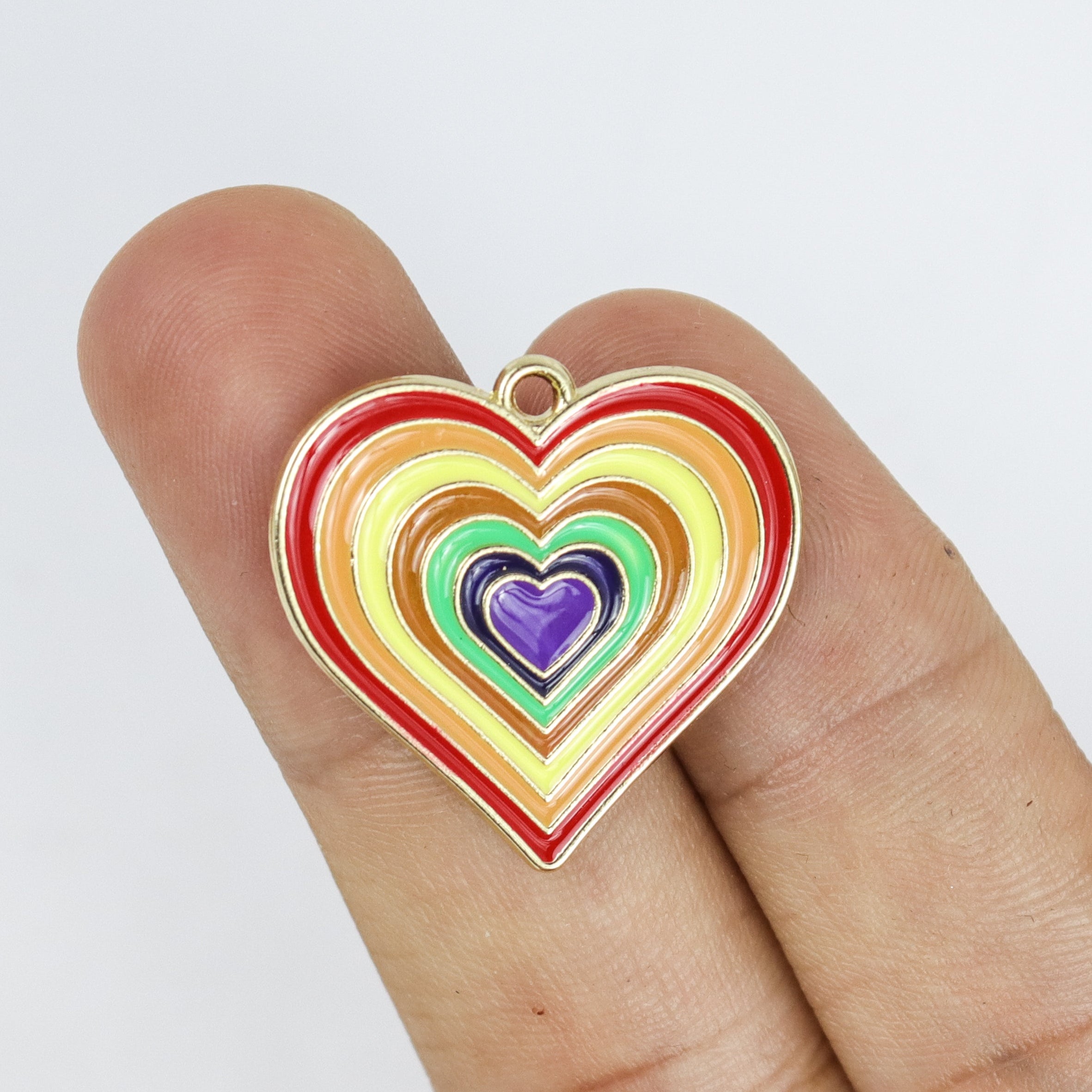 $2.50 Rainbow Heart Enamel Charm Pack (4 Charms)