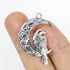 $3.00 Silver Crow On The Moon Stainless Steel Pendant