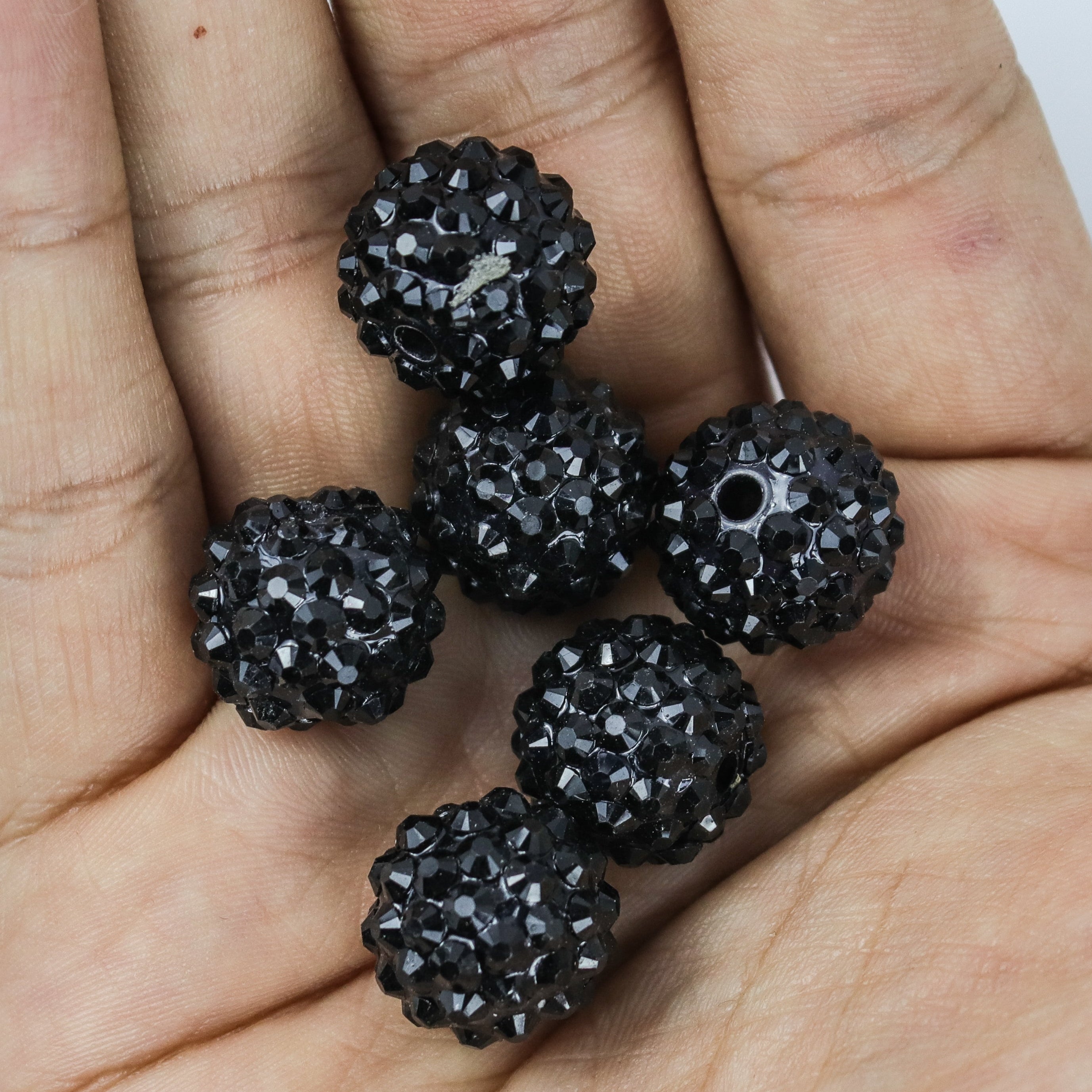 16mm Black Acrylic Pavé 6-Bead Pack $3.75