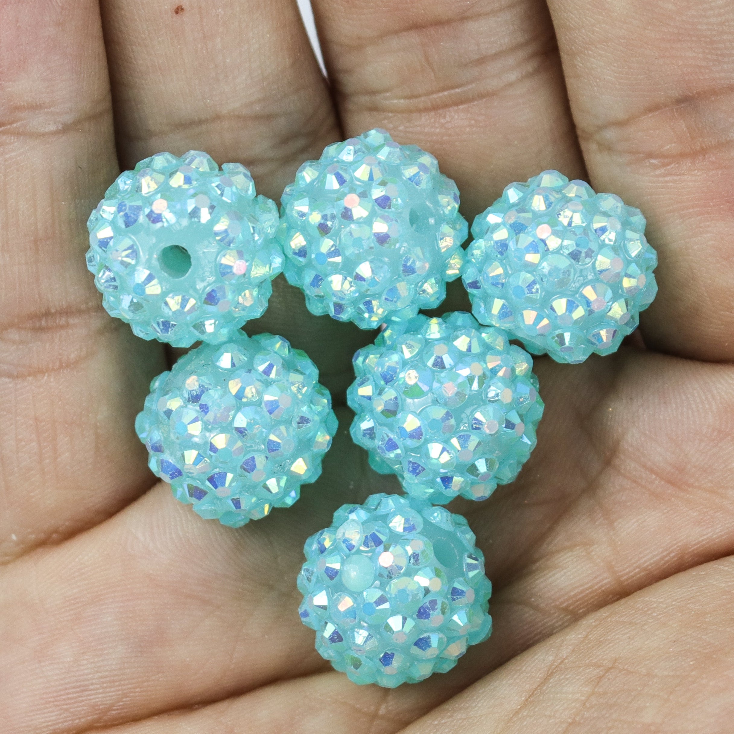 16mm Cyan Acrylic Pavé 6-Bead Pack $3.75